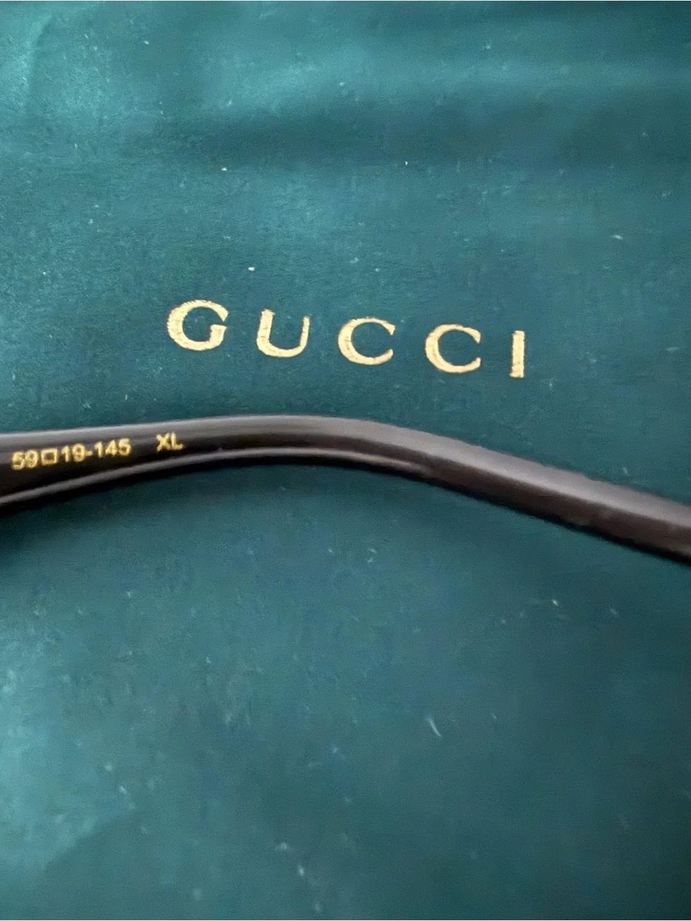 Gucci Gold Frame Brown Lens Sunglasses with Green Case